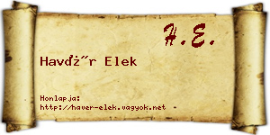 Havér Elek névjegykártya